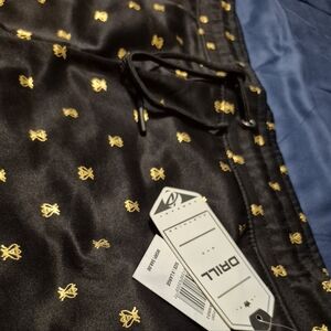 Drill Black and Gold Patterned Shorts